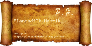 Plancsák Henrik névjegykártya